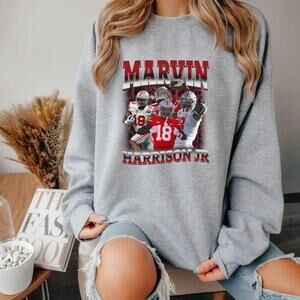 College Football Pullover, Marvin Harrison Jr Black Sweatshirt